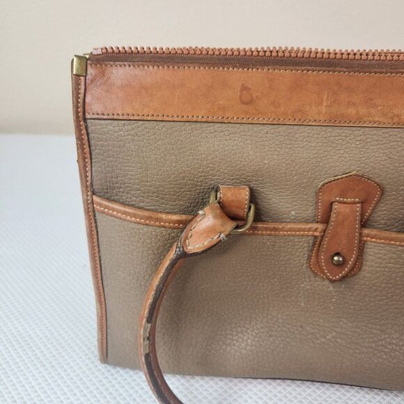 Vintage Dooney & Bourke Satchel Bag Taupe Tan Brown All Weather Leather Handbag - Picture 4 of 14